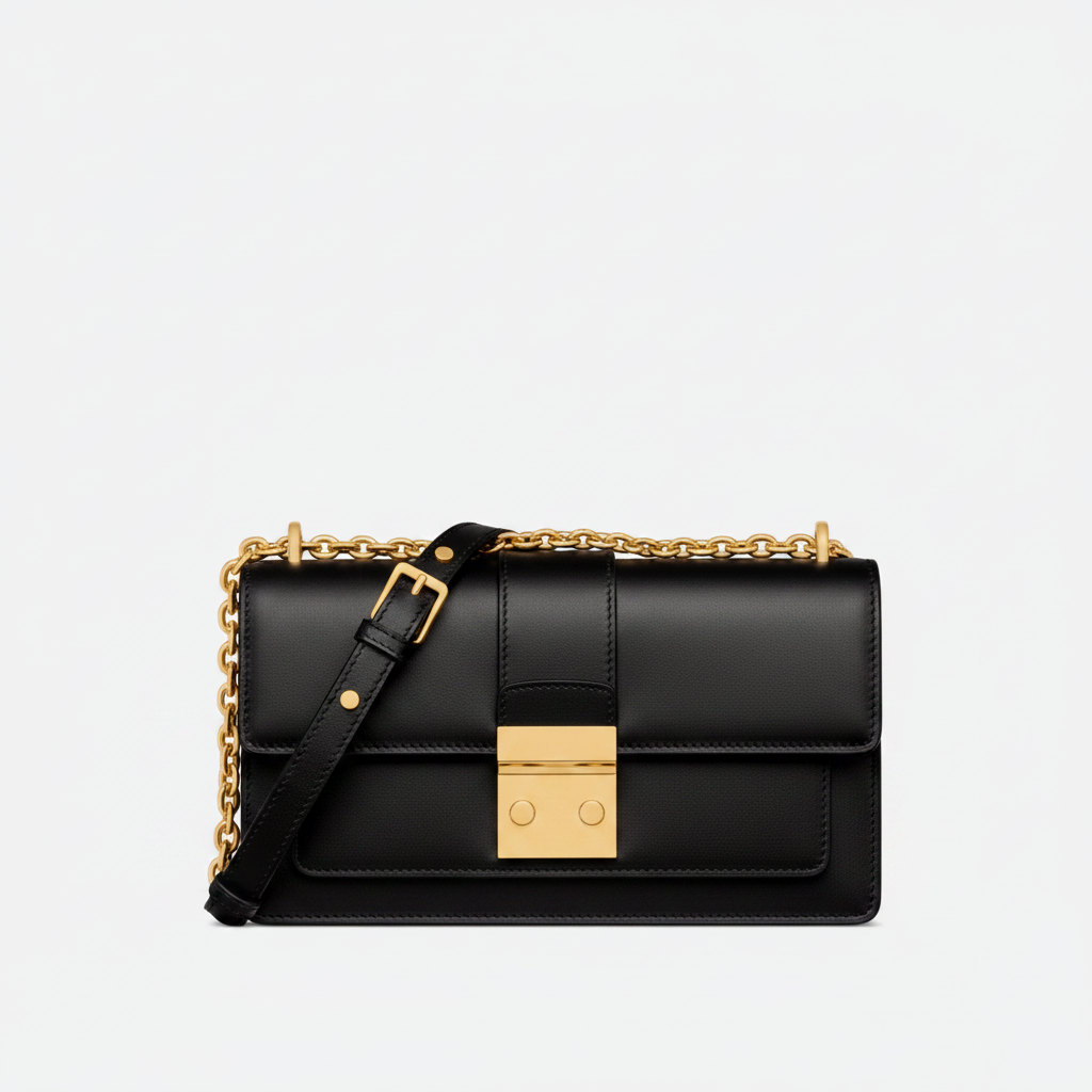 Chain Embellished East-West Shoulder Bag