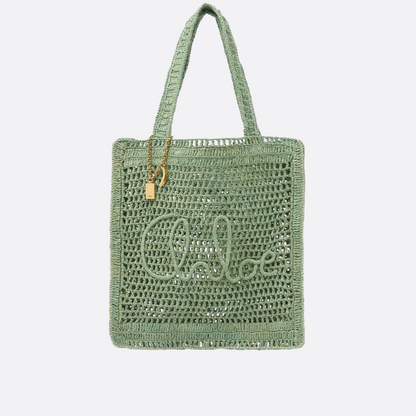 CHLOÉ SOMMER-BANANEN-TASCHE AUS RAPHIA