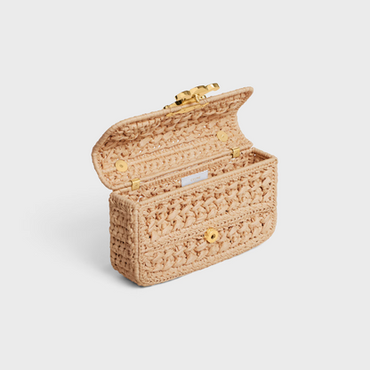 SCHULTERTASCHE MIT KETTE CLAUDE AUS RAFFIA MIT GEWEBEEFFEKT