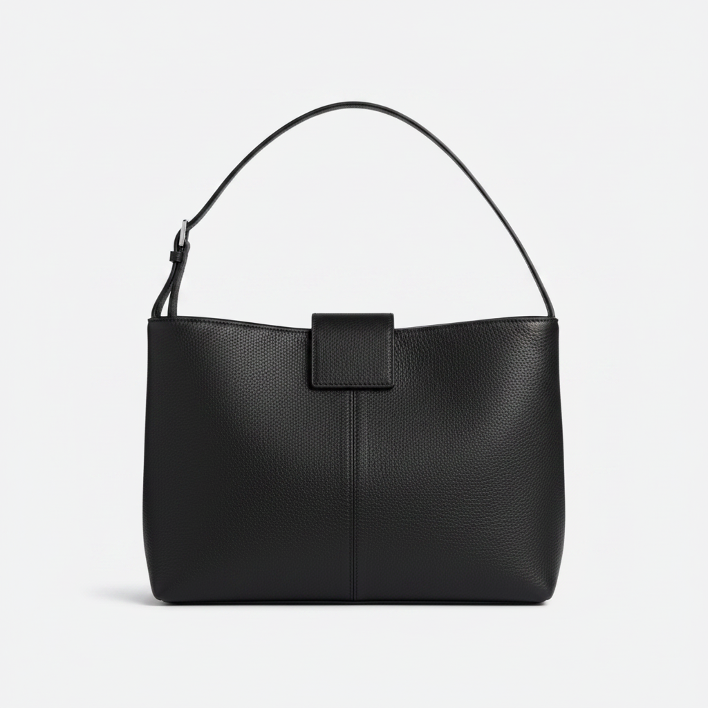 Medium Leather Shoulder Bag - Black