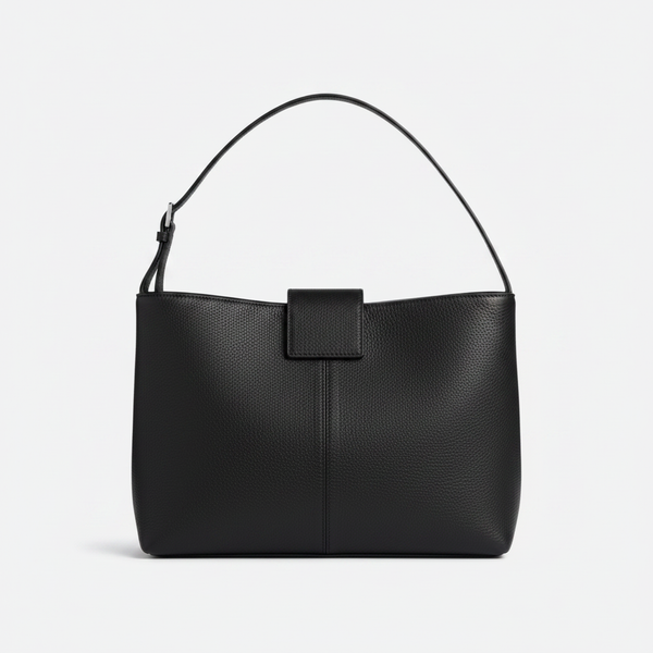 Medium Leather Shoulder Bag - Black